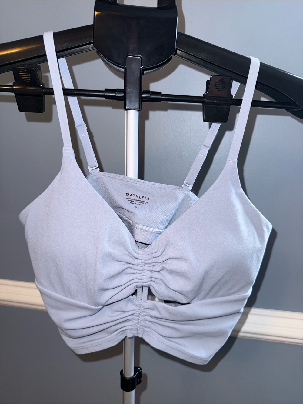Athleta Ruched Front Longline Sports Bra Crop Top Blue Size M